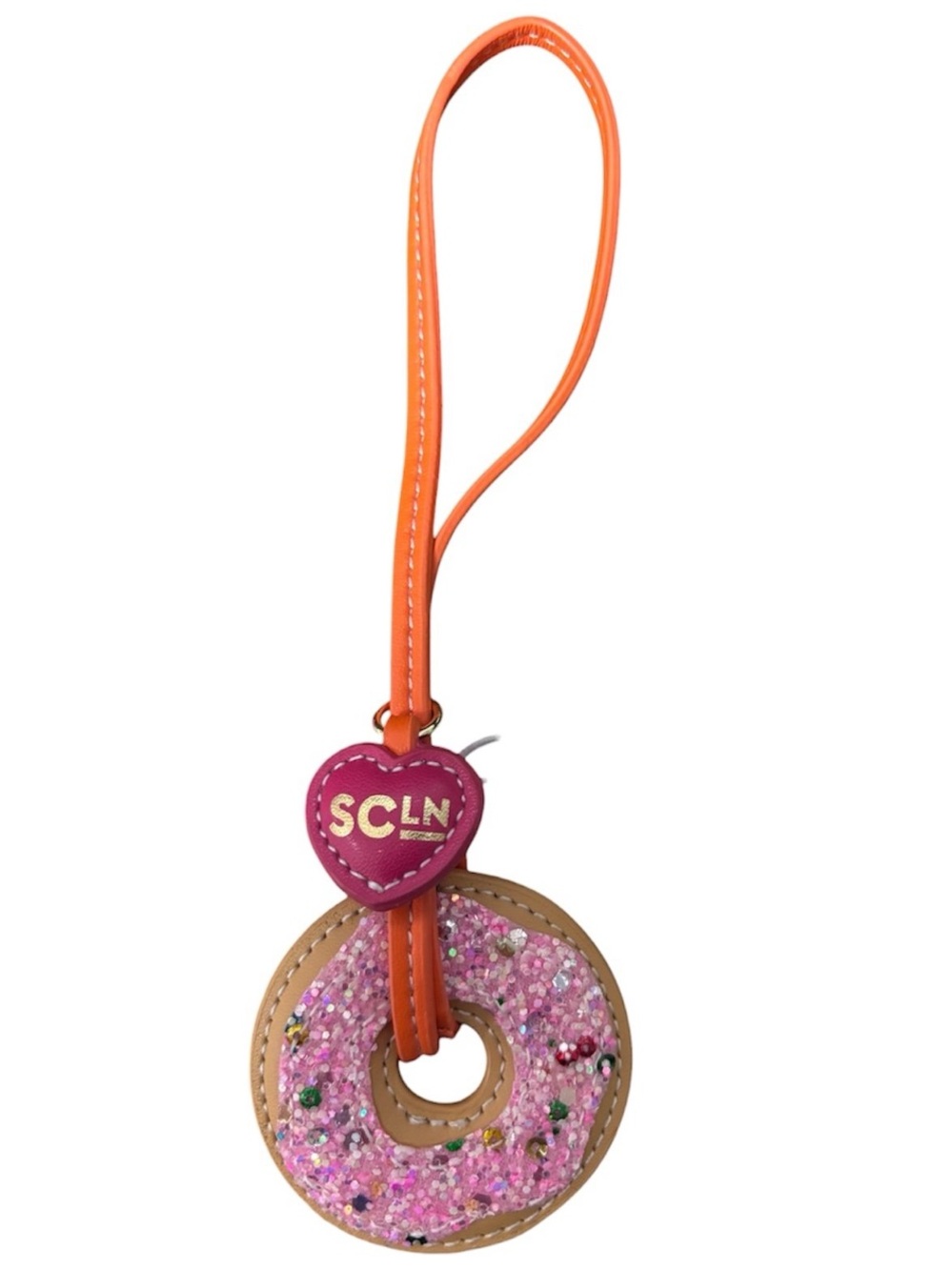 NEW Stoney Clove Ln Pink Glitter Donut Bag Charm with Orange Strap